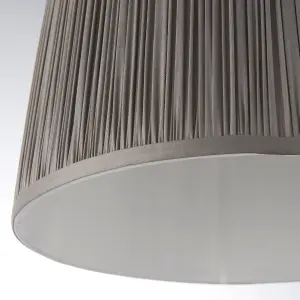 Tapered Cylinder Lamp Shade - Charcoal Grey Silk - 60W E27 or B22 GLS - e10827