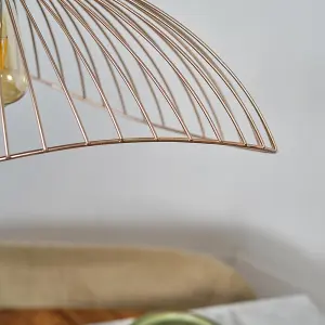 ValueLights Covelas Wavy Wire Design Easy Fit Ceiling Pendant Light Shade In Copper Metal Finish