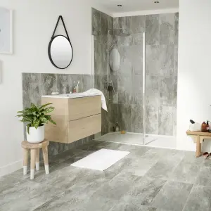 Shaded slate Grey Matt Porcelain Indoor Wall & floor Tile Sample