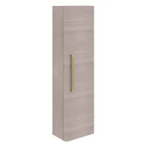 Emery Wall Hung Textured Grey Tall Bathroom Cabinet with Gold Bar Handle (H)120cm (W)35cm