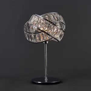 ValueLights Hudson Polished Chrome and Clear Acrylic Jewel Intertwined Rings Design Table Lamp