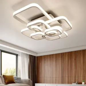 8 Lamp Square Modern Acrylic LED Energy Efficient Semi Flush Ceiling Light Fixture Dimmable