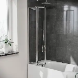 Nes Home Parga 800 x 1400 mm 4 Fold Door Bath Shower Screen Chrome Frame