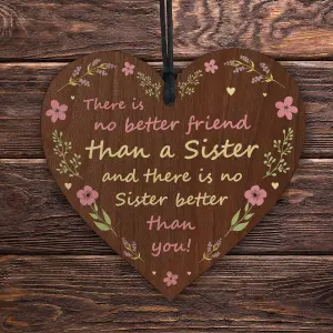 Red Ocean Sister Gifts BEST FRIEND PLaque Wooden Hanging Heart Birthday Gift For Her Friendship Gift