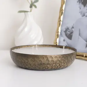 Melody Maison Round Hammered Bronze 3 Wick Candle Pot