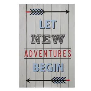 Interiors by Premier Kids Let New Adventure Begin Wall Plaque, Inspirational and Educational Wall Art for Kids, MDF Wall Plaque