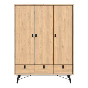 Ry Wardrobe 3 Doors + 3 Drawers in Jackson Hickory Oak