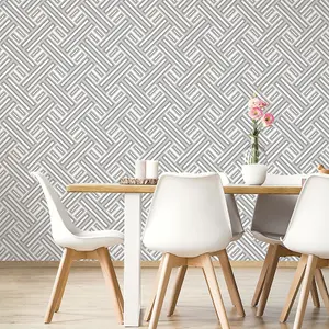 Galerie Geometrix Silver Grey Geo Rectangular Smooth Wallpaper