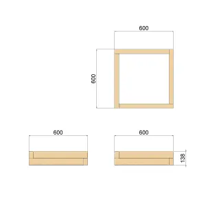 OutdoorGardens Stackable Wooden Square Planter - 600mm