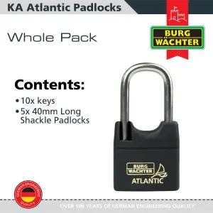 Long Shackle Brass Saltwater & Rustproof Keyed alike 40mm Padlock Long Shackle with protective cover (5 in a box)