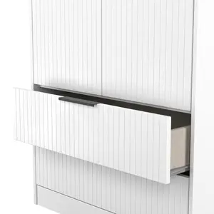 Nashville Ready assembled Contemporary White 2 Drawer Tall Double Wardrobe (H)1960mm (W)740mm (D)520mm