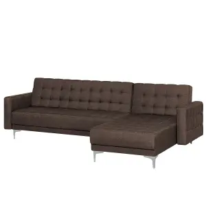 Corner Sofa ABERDEEN Dark Brown Fabric Left Hand