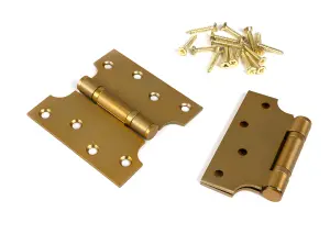 From The Anvil Satin Brass 4" x 2" x 4"  Parliament Hinge (pair) ss