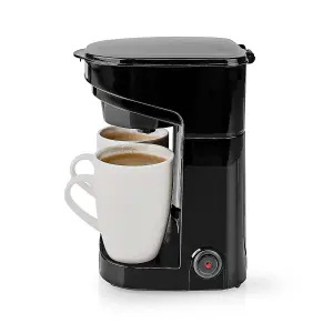 Dual Coffee Maker, Easy to Use Two Cup Machine with Reusable Filter, 250ml Capacity and 2 Ceramic Cups, 450W