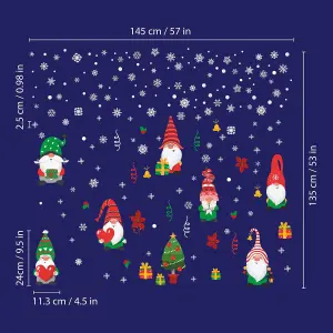 Xmas Gnomes With Delicate Snowflakes Wall Stickers Living room DIY Home Decorations