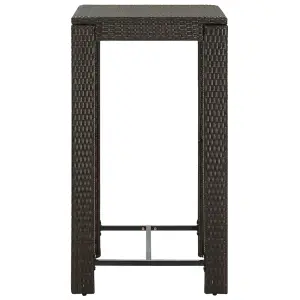 Berkfield Garden Bar Table Brown 60.5x60.5x110.5 cm Poly Rattan