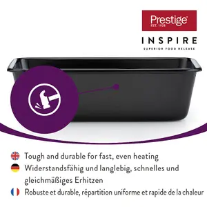 Prestige Inspire Black Rectangle Carbon Steel Dishwasher Safe Non-Stick Oven Tray Set Pack of 2