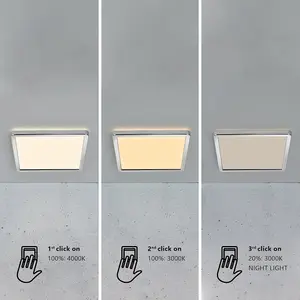 Nordlux Oja 29 Square 3000/4000K 3-Step Indoor Living Dining Bedroom Ceiling Light In White (Height) 2.3cm