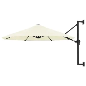 Berkfield Wall-Mounted Parasol with Metal Pole 300 cm Sand