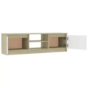 Berkfield TV Cabinet White and Sonoma Oak 120x30x35.5 cm Engineered Wood