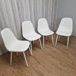 4 Dining Chairs white Chairs Stitched Leather Chairs, Living  Kitchen Room Chairs