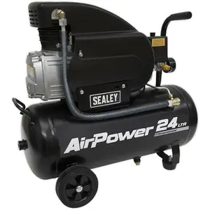 24L Direct Drive Air Compressor - 2hp Heavy Duty Induction Motor - Twin Gauge