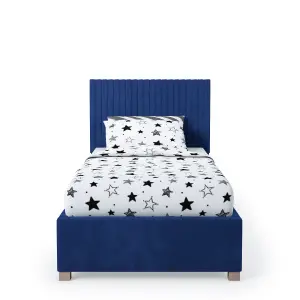 Grant Fabric Ottoman Bed, Plush Velvet Fabric, Navy, Single