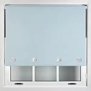 Furnished Made to Measure Blackout Roller Blinds with Big Round Eyelets - Duck Egg Blue Blind (W)90cm (L)165cm