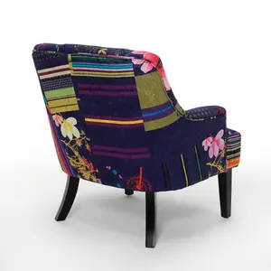 Fabric Purple Patchwork Lydia Accent Chair