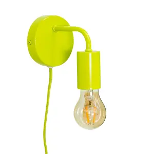 ValueLights Jordy Plug in Colour Pop Lime Green Easy Fit Wall Light - Bulb Included