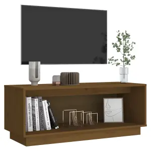 Berkfield TV Cabinet Honey Brown 90x35x35 cm Solid Wood Pine