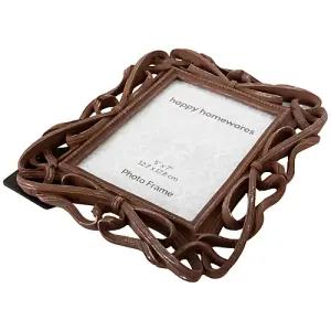 Vintage Rustic Bronze 5x7 Rope Scrollwork Picture Frame with Brushed Gold Trim