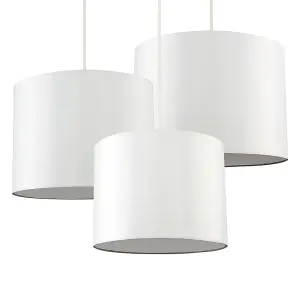 ValueLights Torbery 3 Pack Modern Cream Drum Pendant Ceiling Light Shades with Diffusers