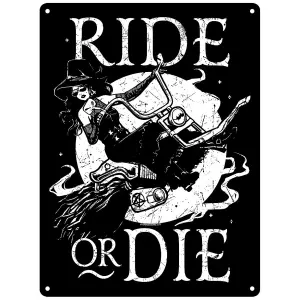 Grindstore Witches Ride Or Die Mini Plaque Black/White (One Size)