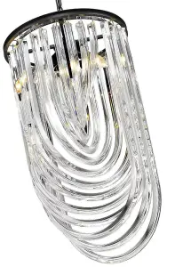 Luminosa Spring 3 Light Ceiling Pendant Black Chrome, Clear with Crystals, E14