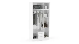 Birlea Lynx 3 Door 2 Drawer Wardrobe With Mirror White