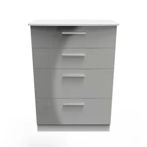 Harrow 4 Drawer Deep Chest in Grey Gloss (Ready Assembled)