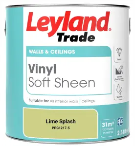 Leyland Trade Vinyl Soft Sheen Walls & Ceilings Emulsion Paint Lime Splash (PPG1217-5) - 2.5L