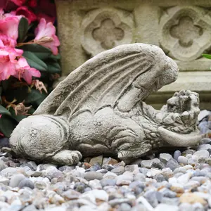 Winged Dragon Statue Stone Mythical Animal Welsh Celtic Garden Outdoor Ornament British Made Sculpture