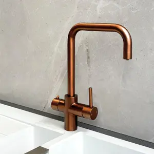 Liquida EBT311CP 3 In 1 Brushed Copper Kitchen Instant Boiling Hot Water Tap