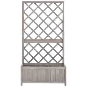 Berkfield Garden Trellis Planter Grey 70x30x135 cm Solid Firwood