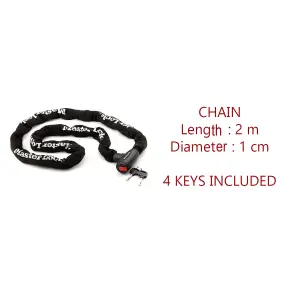 Master Lock Black Steel Bike & motorbike Security chain, (L)2m (Dia)10mm