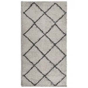 Shaggy Rug PAMPLONA High Pile Modern Beige and Anthracite 80x150 cm