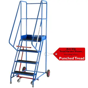 4 Tread Mobile Warehouse Stairs Punched Steps 2m EN131 7 BLUE Safety Ladder