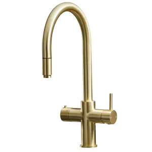 Liquida HT35BG 3 In 1 Pull Out Spray Gold Instant Boiling Water Kitchen Tap