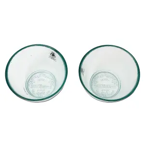 Recycled Glass Eco Vintage Clear Kitchen Dining Set of 2 Conical Bowls (Diam) 14cm