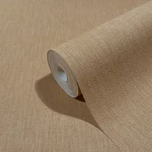 Galerie Eden Collection Brown Linen Effect Wallpaper Roll