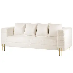 3 Seater Boucle Sofa White GRANNA