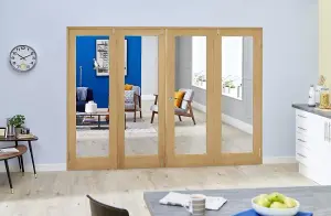 Green & Taylor Shaker Oak 1 Lite Clear Glass Internal French Folding Doorset - 2826 x 2031 x 108mm (WxHxT)