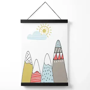 Cute Scandi Mountains  Medium Poster with Black Hanger